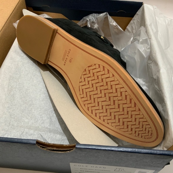 Cole Haan Rayna Wedge Bootie Black Almond Toe Suede Leather Ankle Boots 7.5 - Picture 10 of 13